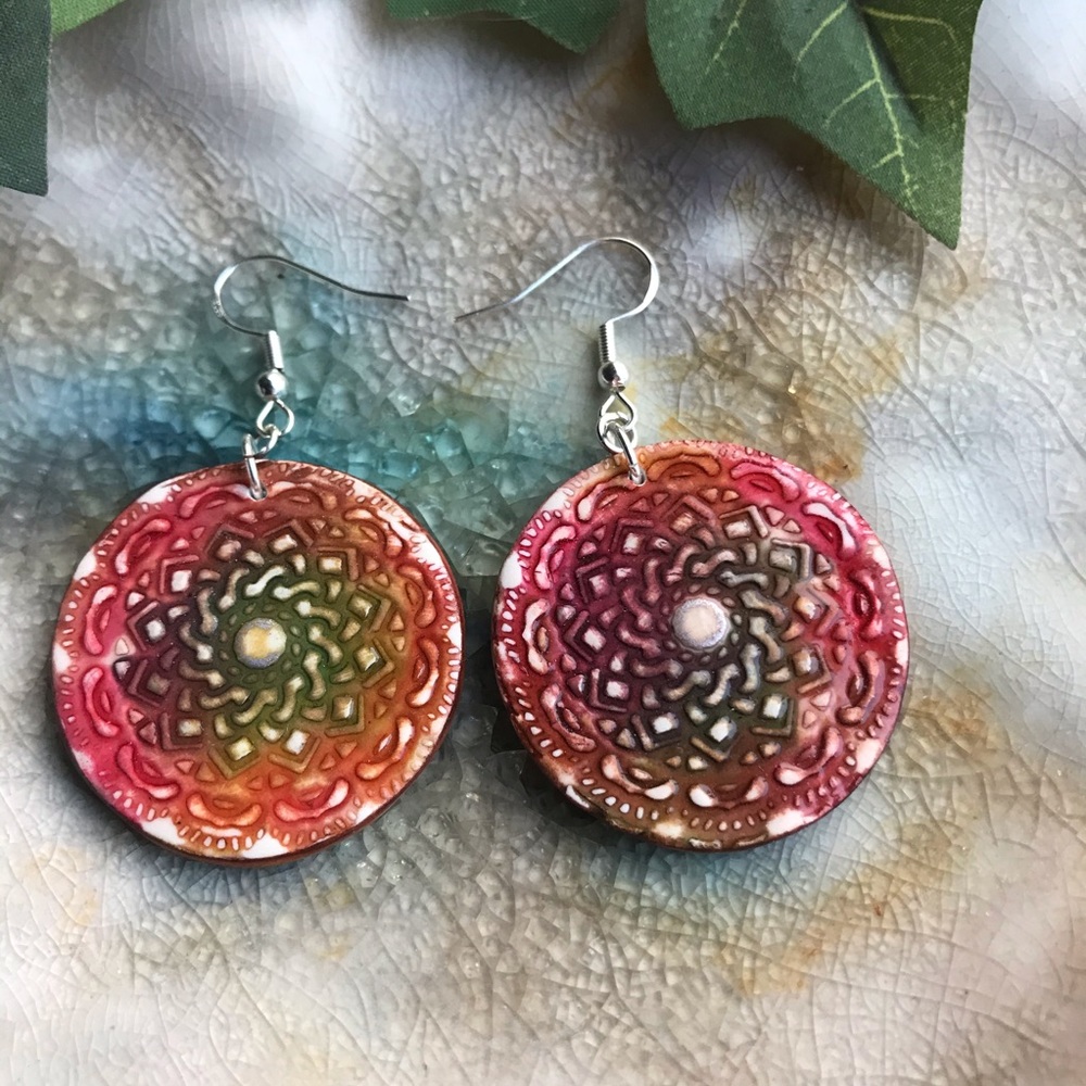 Handmade Stamped Polymer Clay Earrings